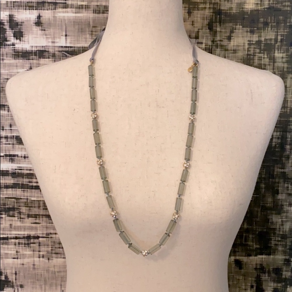 JCREW crystal and ribbon necklace gray